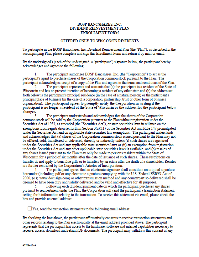 BOSP DRIP - Enrollment Form (WI Residents) (2026)